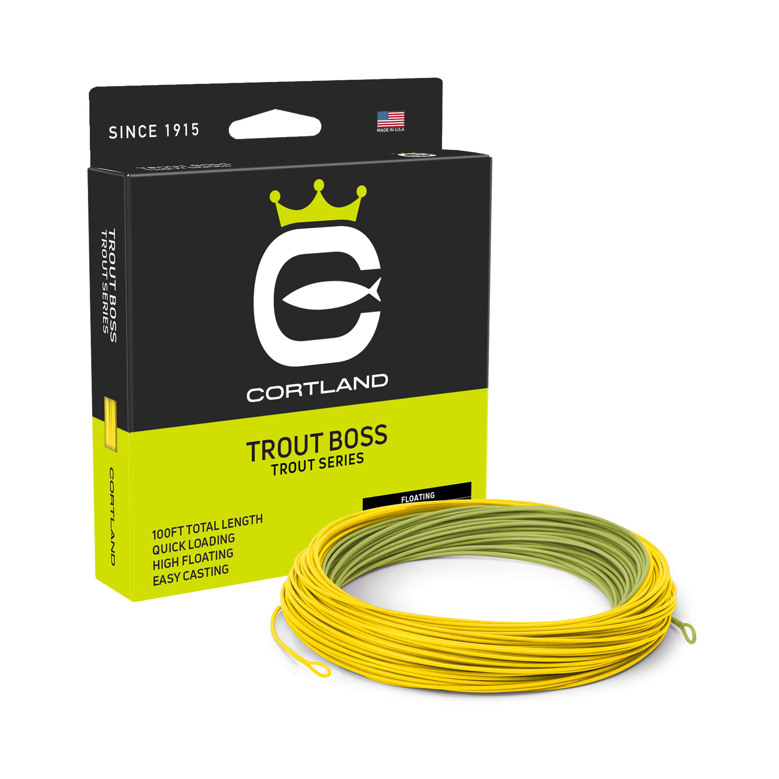 Trout Boss Green Yellow Versatile Fly Line for Trout Fishing