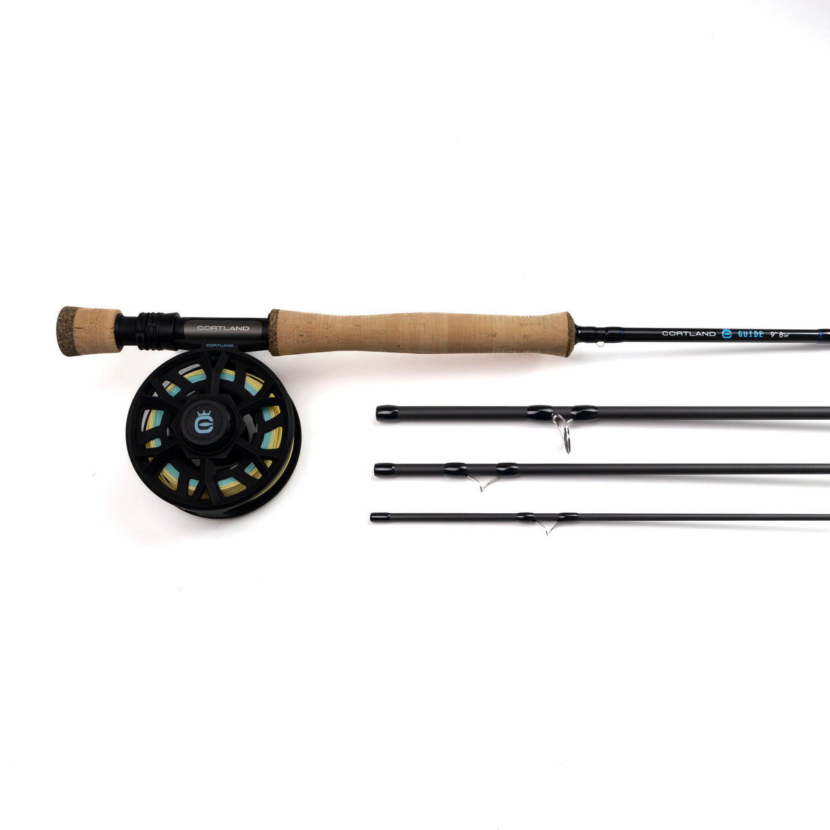 cortland fly rod and reel combo Saltwater Fishing Outfit 8wt Fish Tape Fiberglass 425 locking reel seat combined Colour:Matte Pup black ace