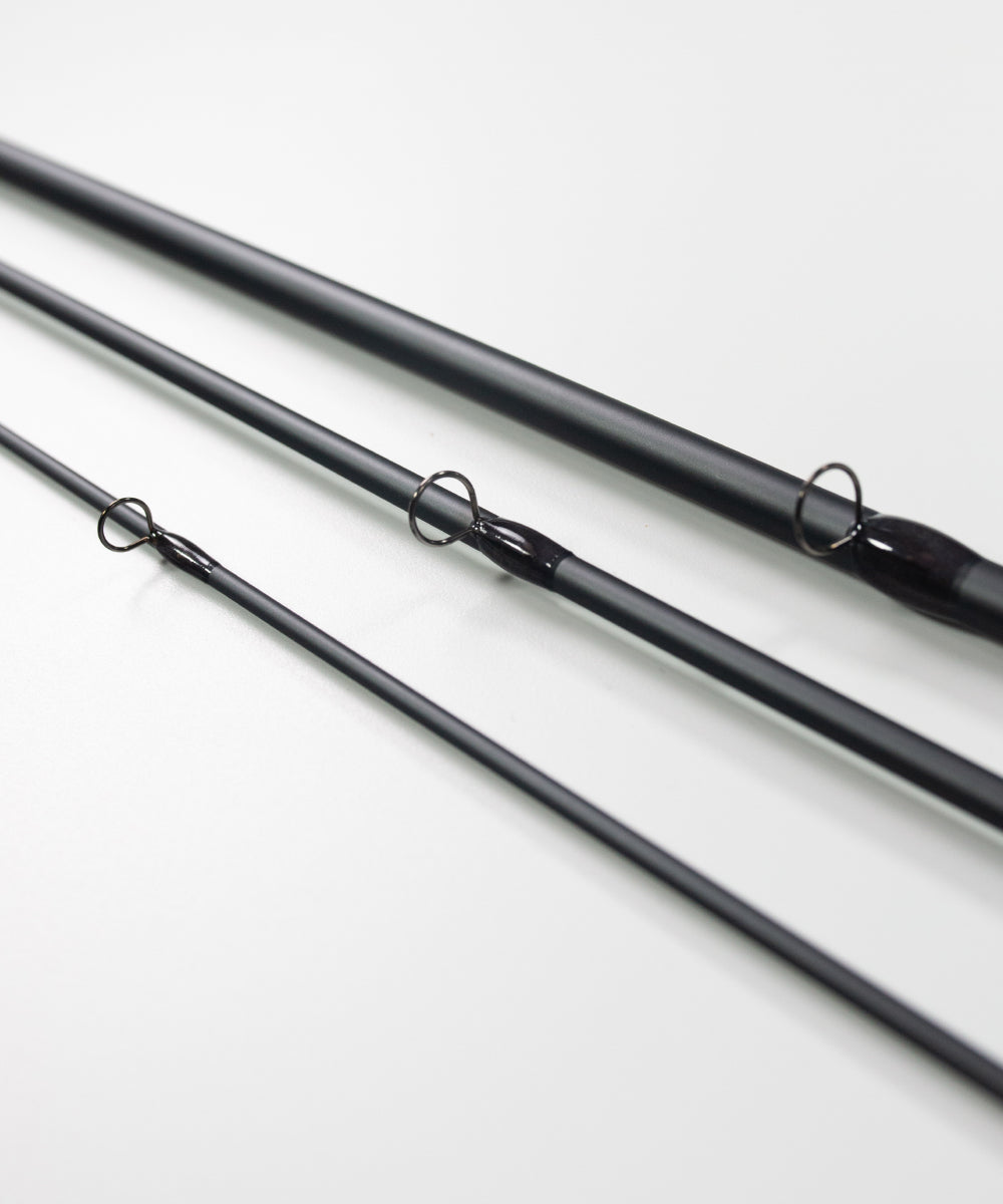 Over-sized light wire single foot guides on Cortland Nymph Series fly rod