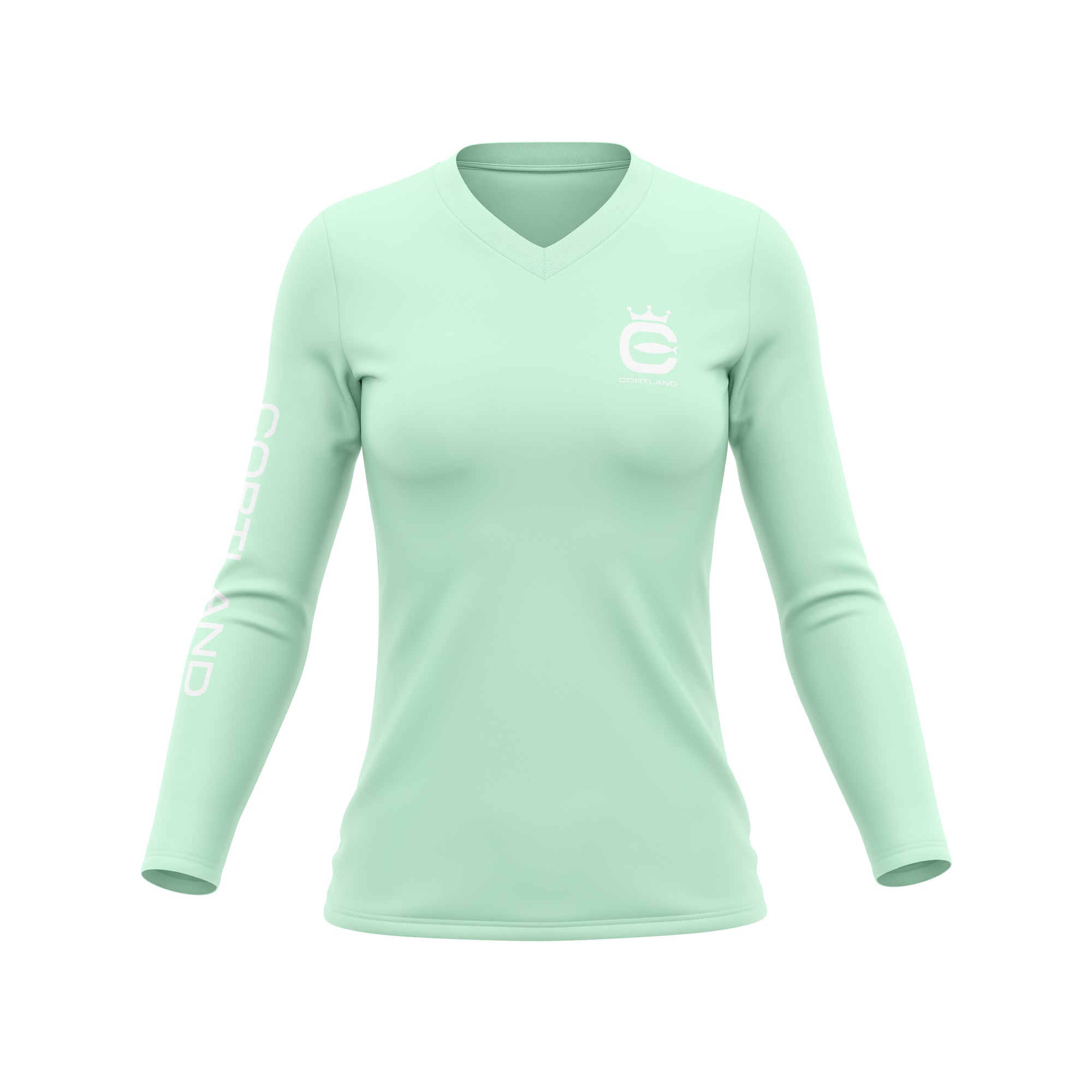 Camiseta de manga larga Performance para mujer - Espuma de mar / Blanco